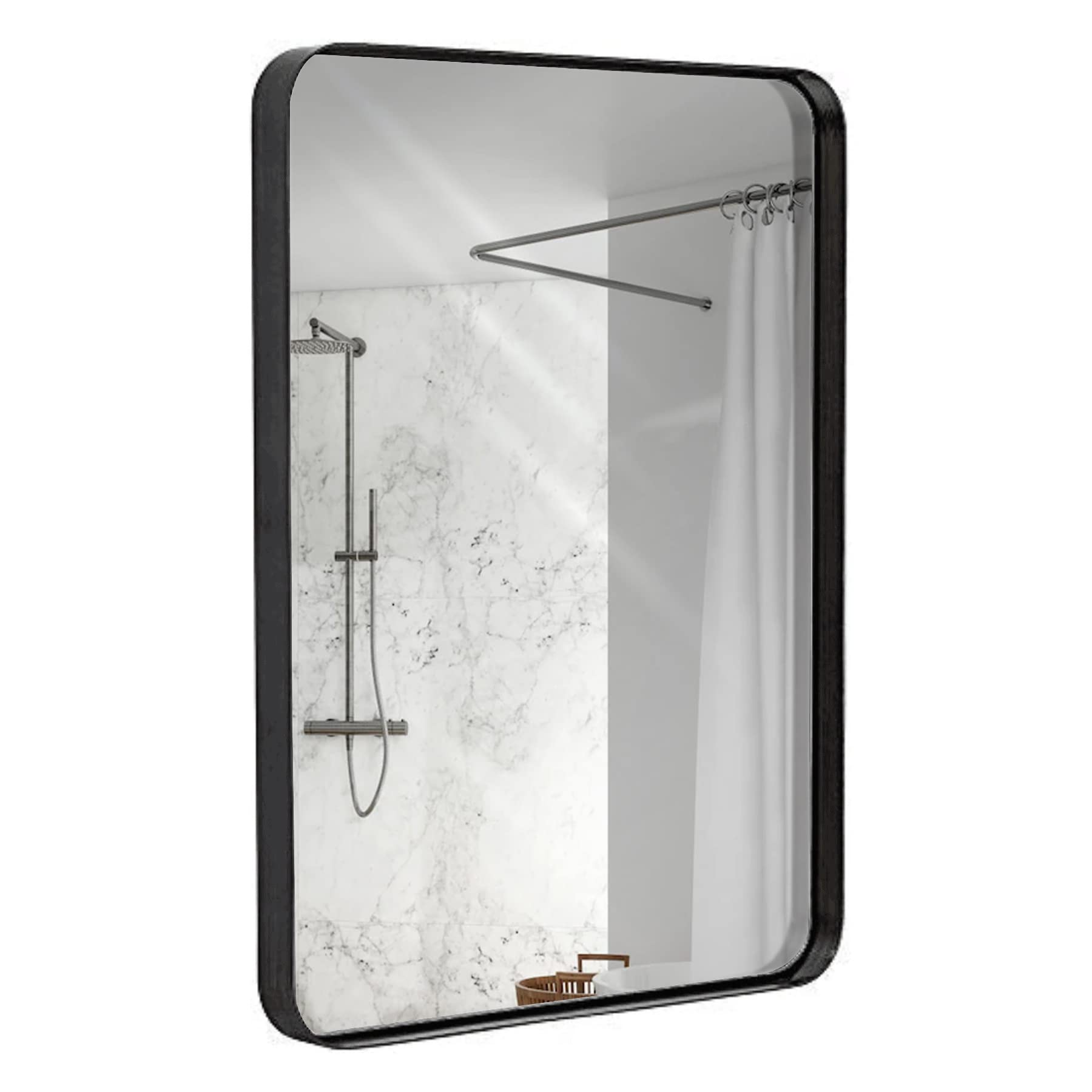 Buy Hamilton Hills 22x30 inch Metal Black Frame Mirror for Bathroom Brushed Rectangular