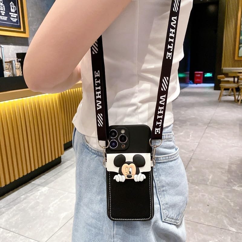 Miniatura 2 de Funda para iPhone 11 de Mickey Mouse, bonita funda protectora de TPU suave con cordón cruzado de 6.1 pulgadas para iPhone 11, diseño de orejas