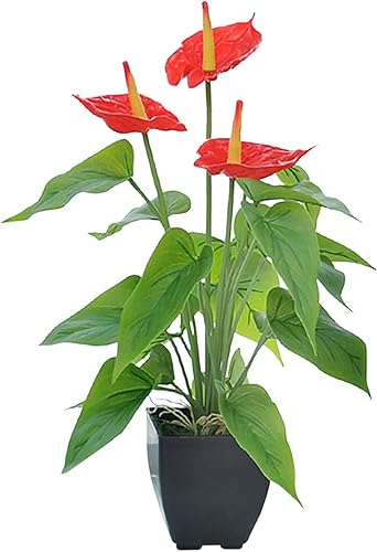 Plantas falsas de iris artificiales con jarrón, flores sintéticas para exteriores, bonsái roja, flor verde cala, flores artificiales para macetas de