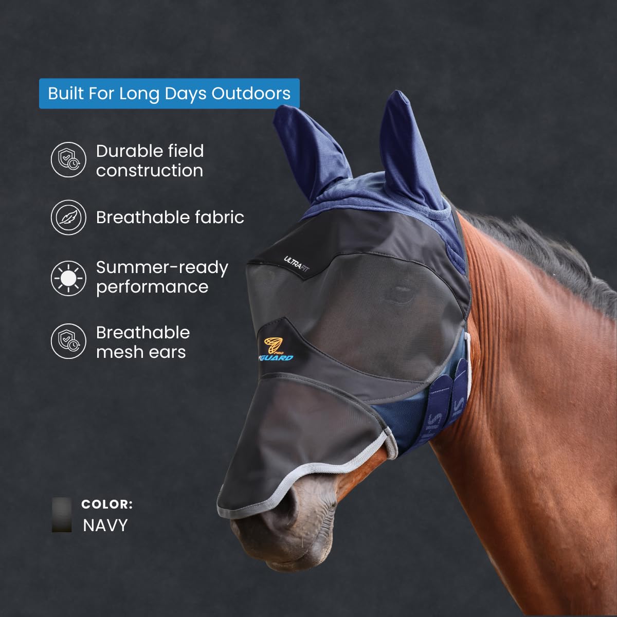 Shires FlyGuard Pro Deluxe maska przeciw owadom z uszami i nosem, rozmiar kolby, ochrona wysokiej jakości, delikatna siatka, lekka, oddychająca ochrona przed owadami i owadami, bezpieczne dopasowanie