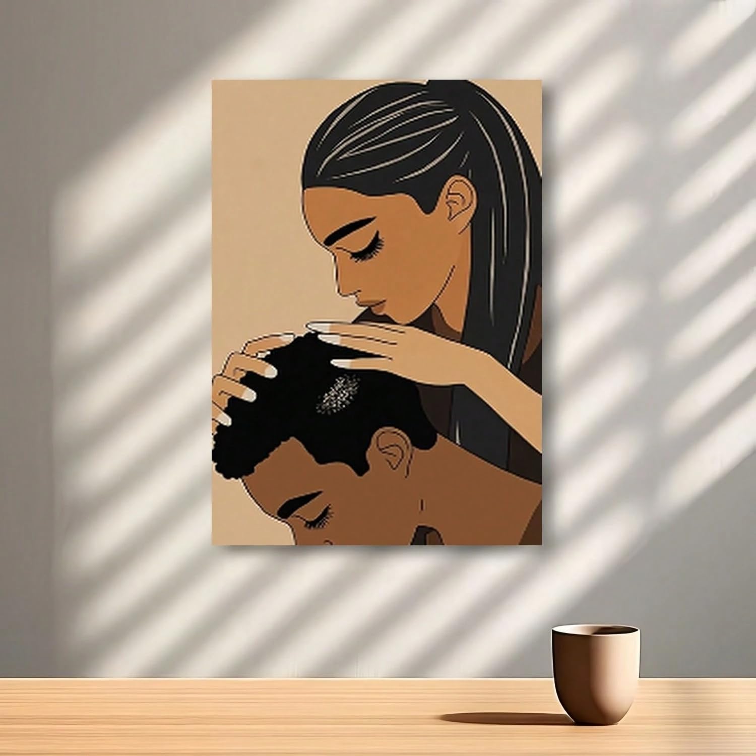 LYBCEOUG Decorazione murale con coppia nera, stampa su tela con massaggio tonale, arte murale per relazioni d'amore, quadro per la decorazione della casa (40x50 cm/con cornice)