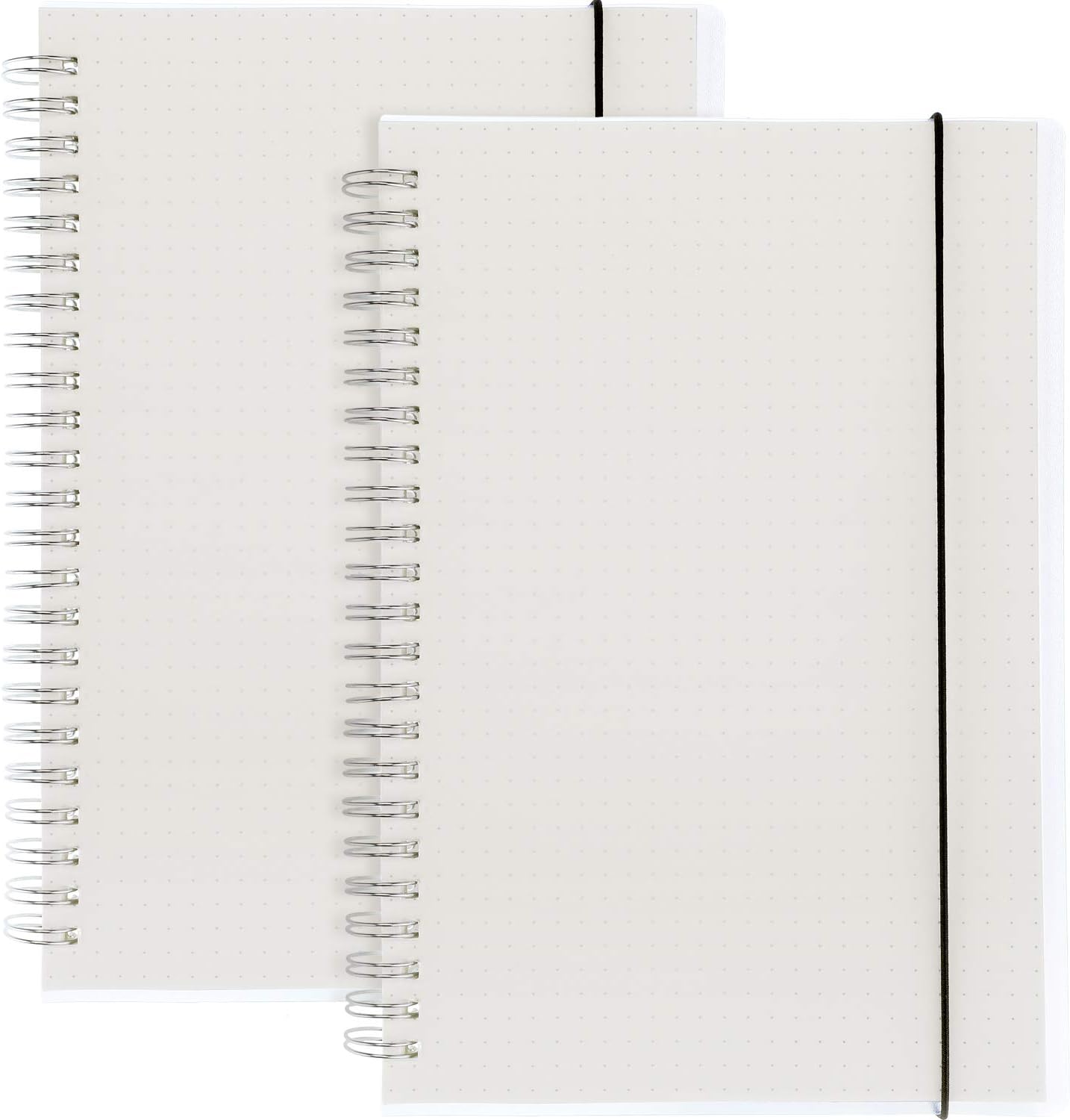 2 Pieces A5 Dot Grid Notebook Wirebound Spiral Notebook Dotted Journal Notebook with Rubber Rope for School Office Using [Office Product]