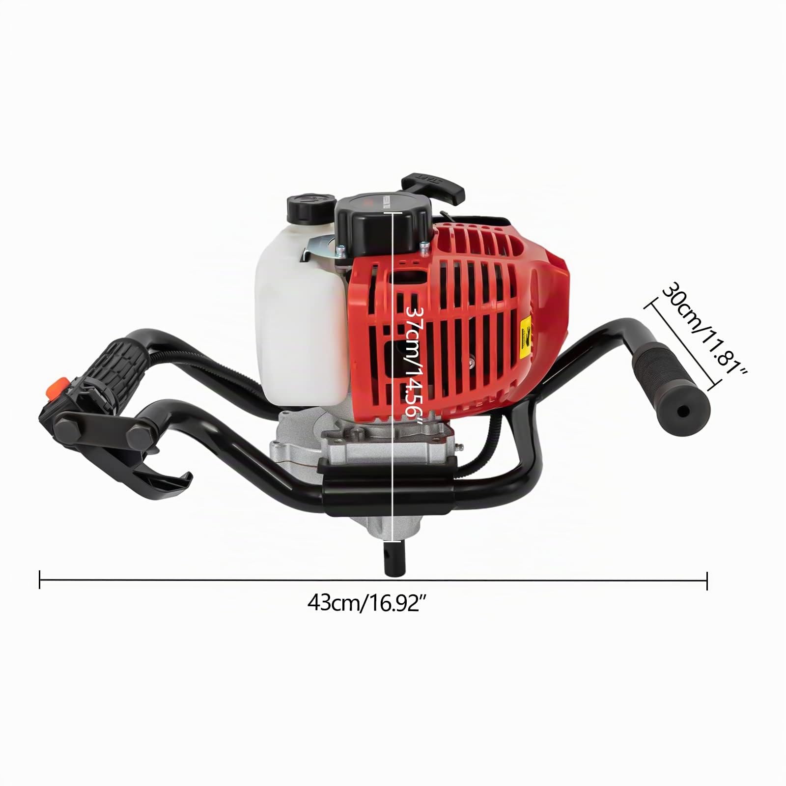 52Cc Erdbohrer Pfahlbohrer Motor Benzinbetrieben Erdbohrger ErdbohrgeräT Benzin-Erdlochbohrer Zaunpfosten Erdlochbohrer Bagger Gartenbohrer Benzin Post Hole Digger Gasbetriebener Set 2-Takt 1,2Hp