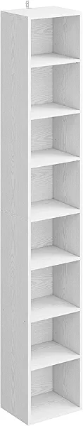 IRONCK Tall Narrow Bookshelf 8 Tiers, Compact Corner Bookcase, Easy to Match for Living Room, Office, Study, Bedroom, White