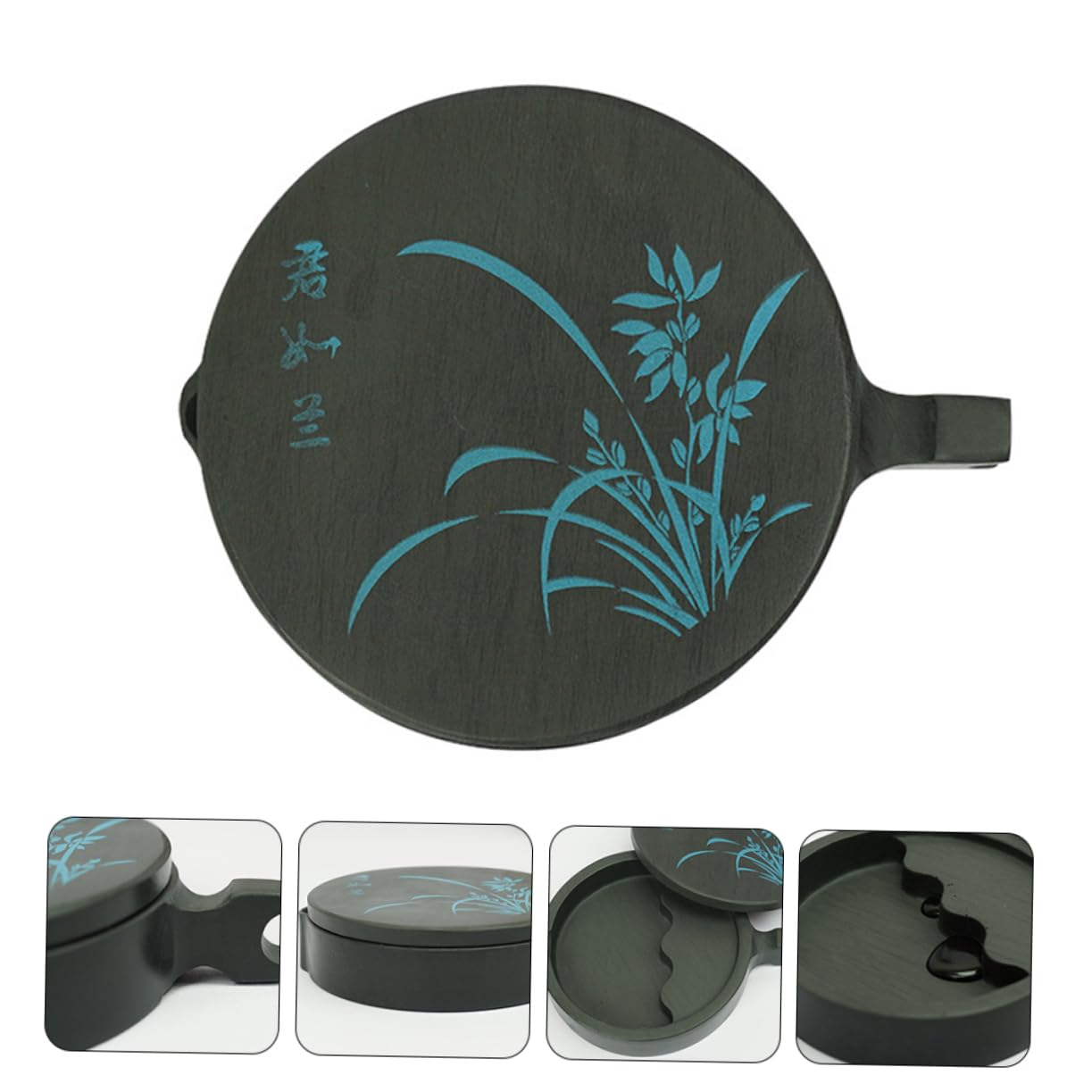 Pierre à Encre Chinoise pour Calligraphie, Pierre Naturelle Noire 4 Pouces