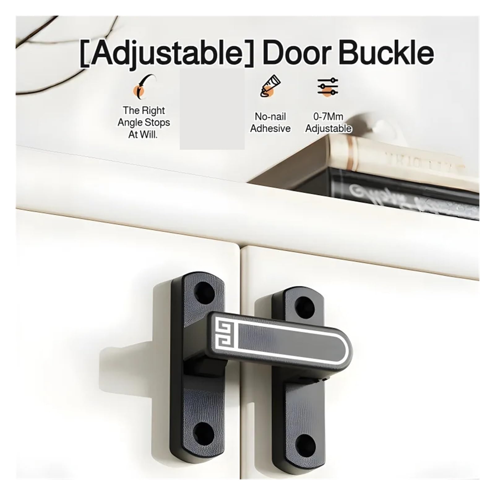 2PCS for Uso Domestico Hasp 90° Serratura Della Porta Fermo Regolazione Girevole Bagno Scorrevole Fibbia Senza Punzonatura Per Porte Finestre
