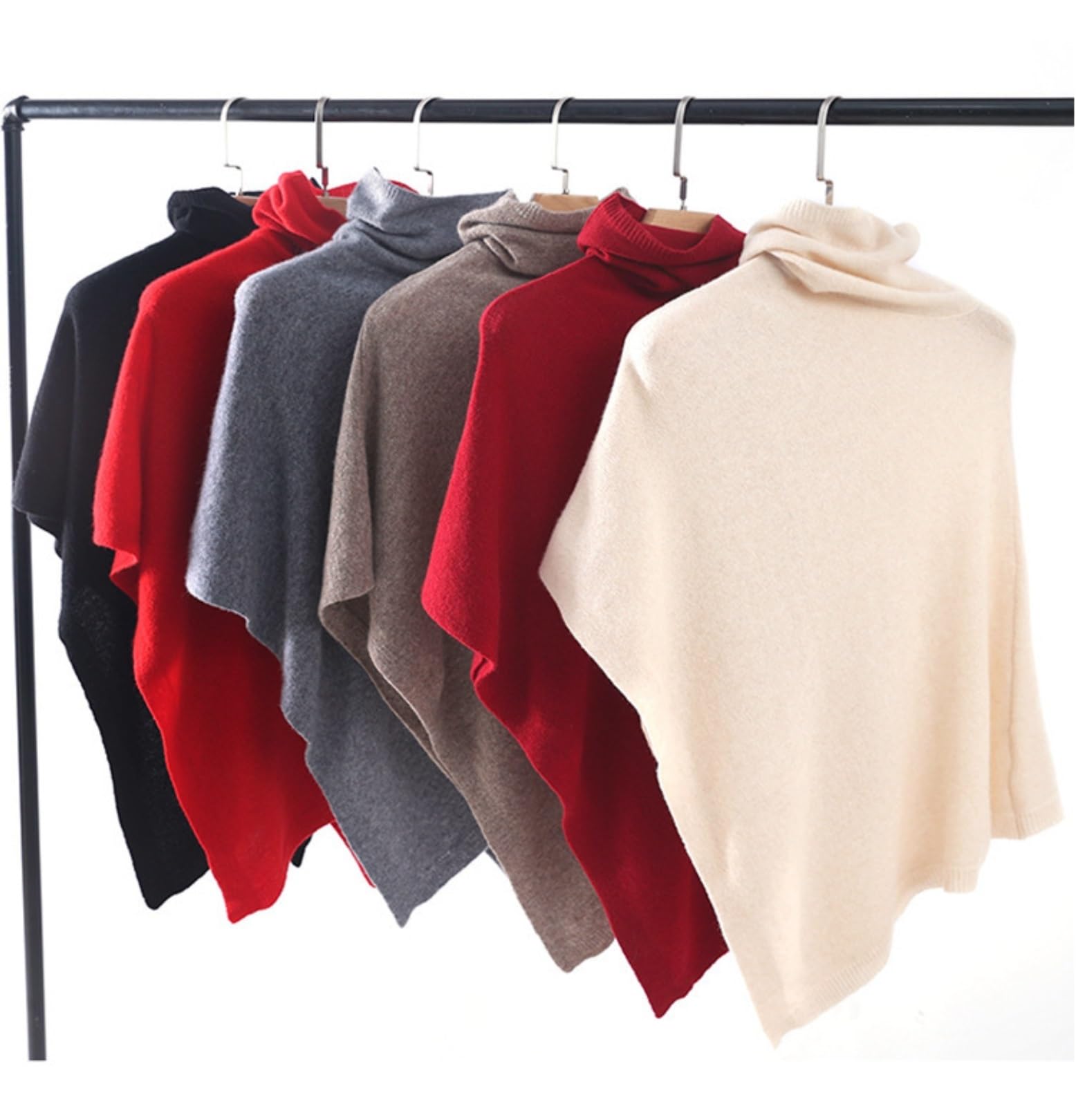 Miękki Szal Dzianinowy Szalik Typu Poncho Z Wełny, Szal Golfem, Nieregularny, Swobodny Szalik Na Co Dzień(Black)