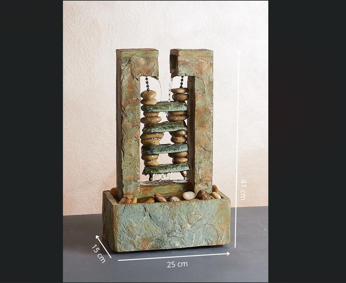 Fuente zen de piedra gota – Fuente decorativa de interior con cascada de agua relajante ideal para casa, oficina y meditación