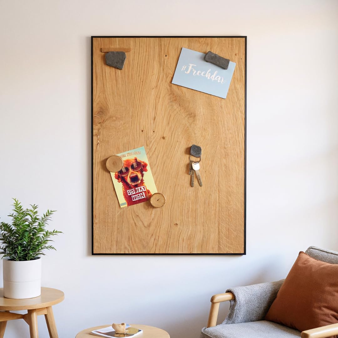 Magnettafel aus echtem Eichenholz (40 x 61 cm) – starke Magnetkraft & edles Design – Magnetboard für Küche, Büro, Flur – einfache Montage – verschiedene Größen