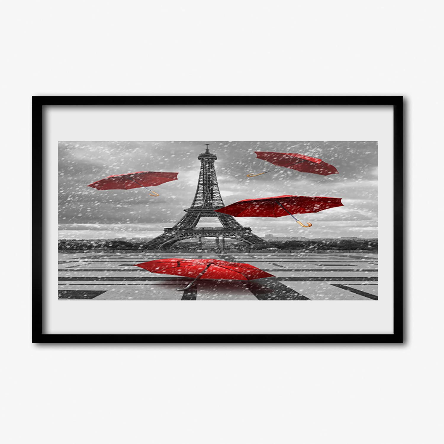 Affiche encadrée Eiffel Tower Paris 60x40 cm avec cadre MDF noir pour décoration salon - 5