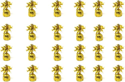 Crafts Central Globos de peso envueltos metálicos dorados de 5 pulgadas para decoración de fiestas de cumpleaños, paquete de 24