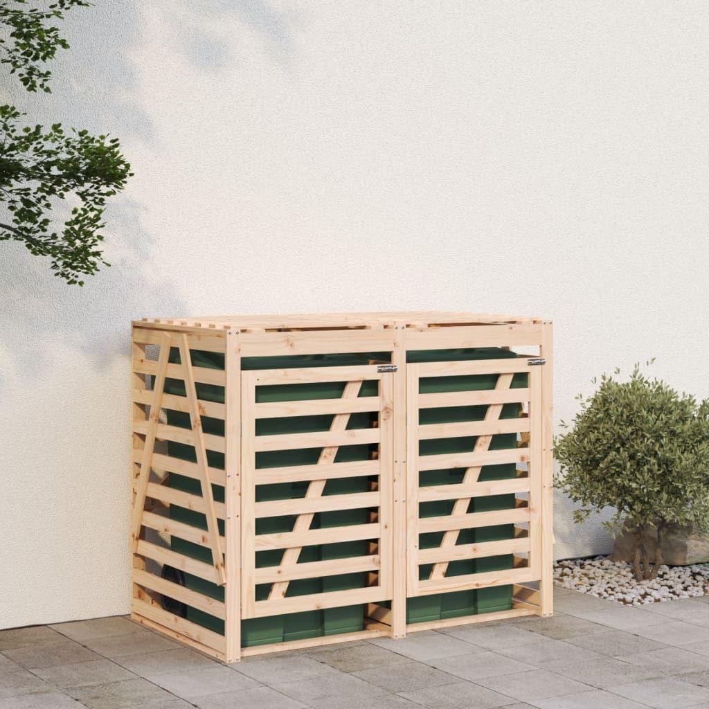 Cobertizo Doble para Cubos de Basura Madera Maciza de Pino,Casa y jardín,Productos del hogar,Accesorios para contenedores de residuos,Soportes para contenedores de residuos,42.47kg-3157685