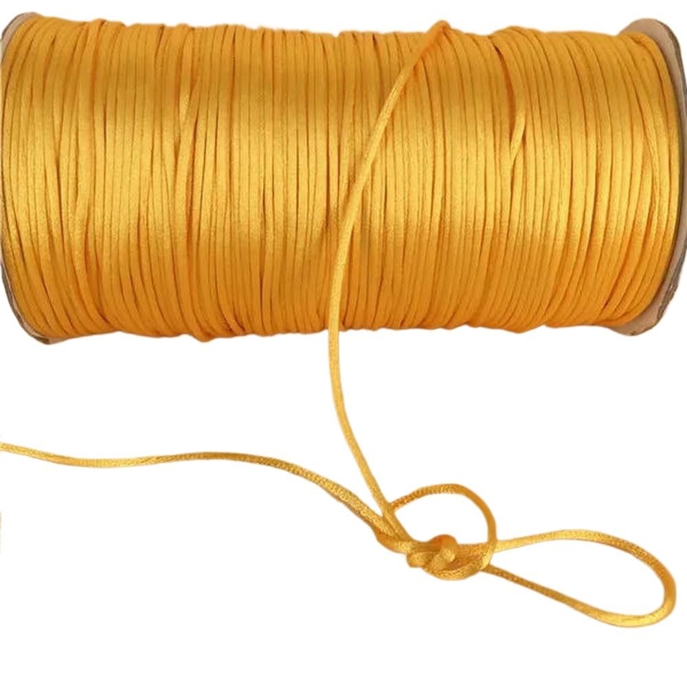 Sznurki do koralików, Pleciony sznurek do makramy 2mm wielokolorowy 10-225m(Gold Yellow 523,225meters whole roll)