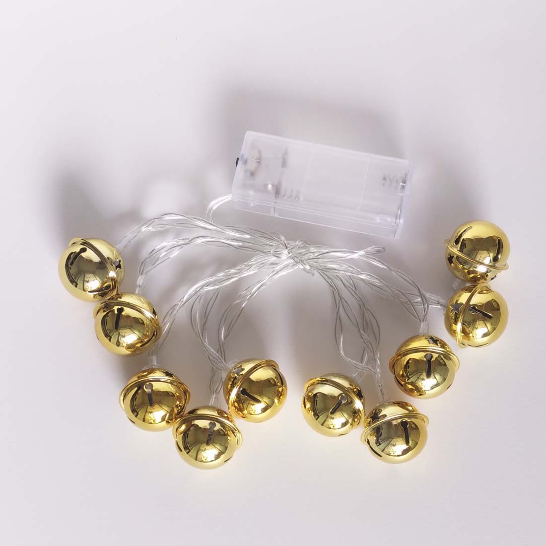 Penfly1.65m 10LEDs Gold Metal Bell Shape Fairy Glowing Night Lamp Mood Light Home Indoor Outdoor Bedroom Babyroom Child Decoration Warm White Light Color