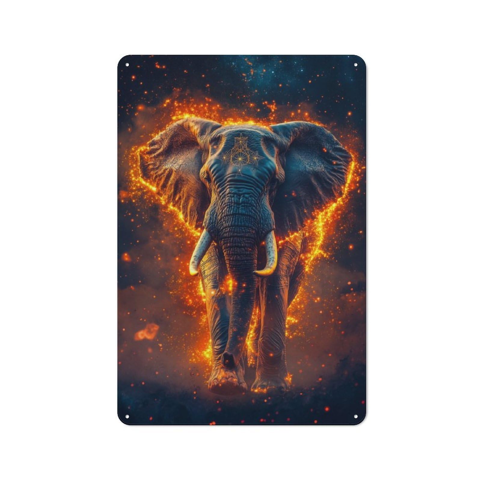 Junmoney Fiery Elephant Metal Wall Sign 30X20cm Featuring For Garage Or Workshop, For Garage, Workshop And Man Cave Decoration