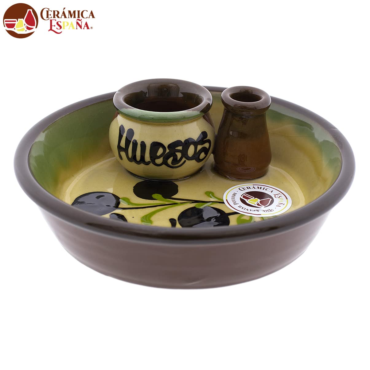 CERÁMICA ESPAÑA | Bols | Bol | Bowl | Bols à apéritif | Bols de cuisine | Olive céramique décorée - Modèle M05 | 100% Décoré à la main | 16x16x5.5 cm