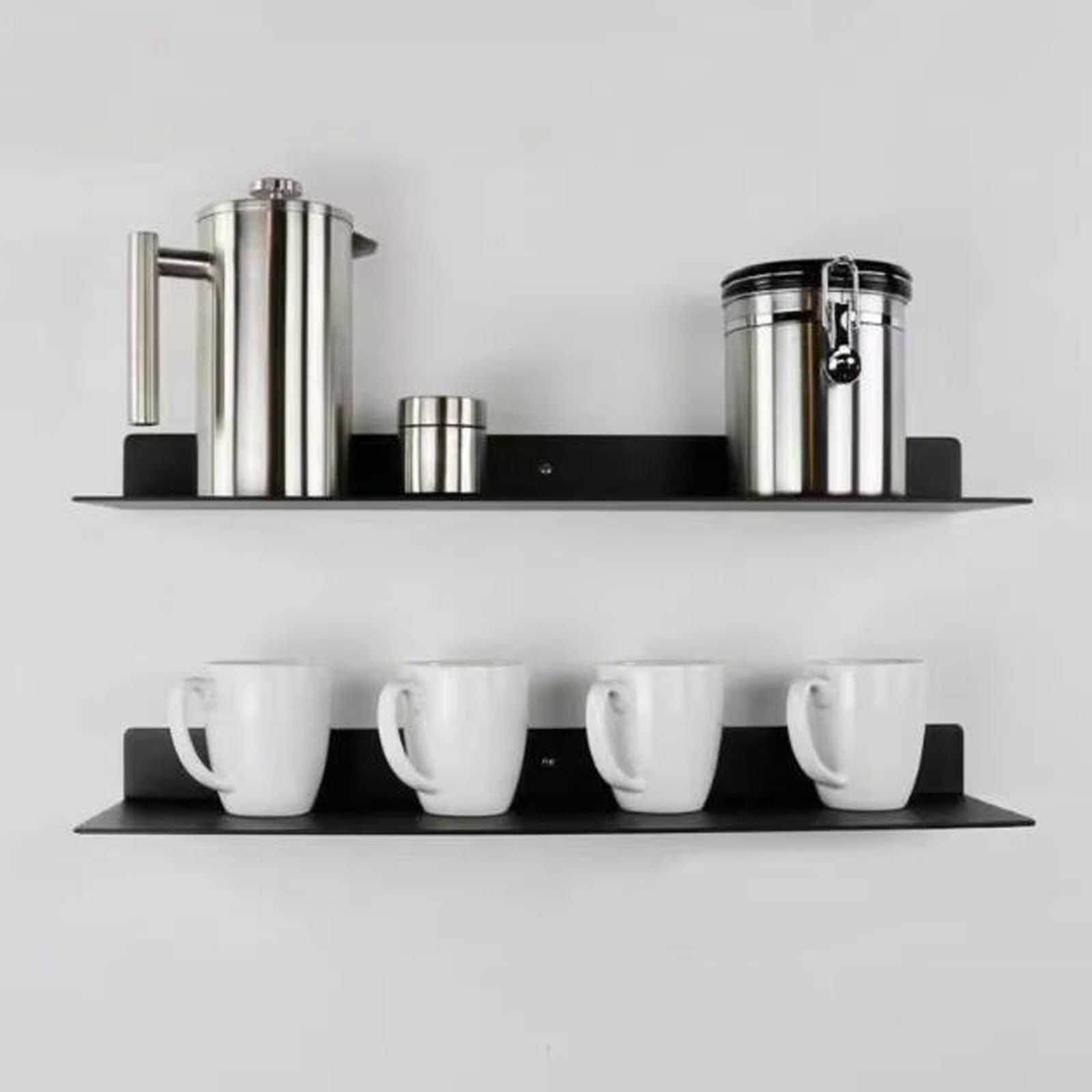 Decorazione Mensole sospese da parete in metallo, mensola sospesa a Contenitori(Bianco,60 * 15 * 5cm)