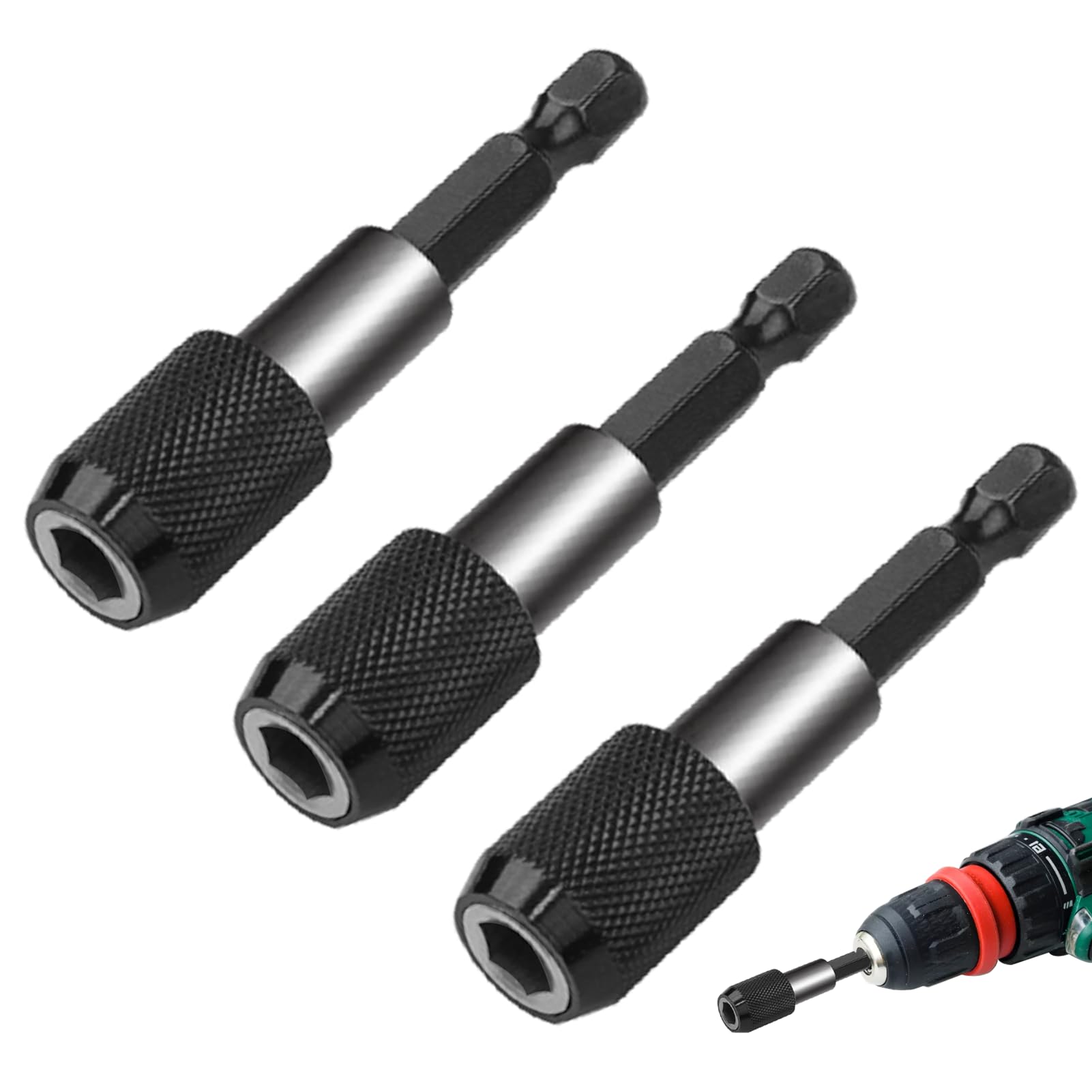 3 Pack Quick Magnetic Screwdriver Bit Holder,1/4” Hex Bit Holder 60mm,Magnetic Bit Holder Adapter Quick Release Bar Socket Screwdriver Bit Holder for Hand-held Drivers