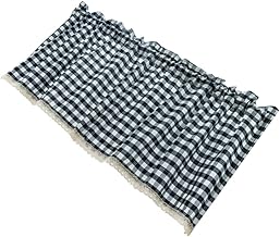 IMIKEYA 1 Peça Cortinas Xadrez Cortinas De Saia Curta Cortinas De Janela Saia De Janela De Cozinha Cortina Curta Xadrez Cortina De Café Saia Xadrez Cortinas De Sala De Leitura Cortina De