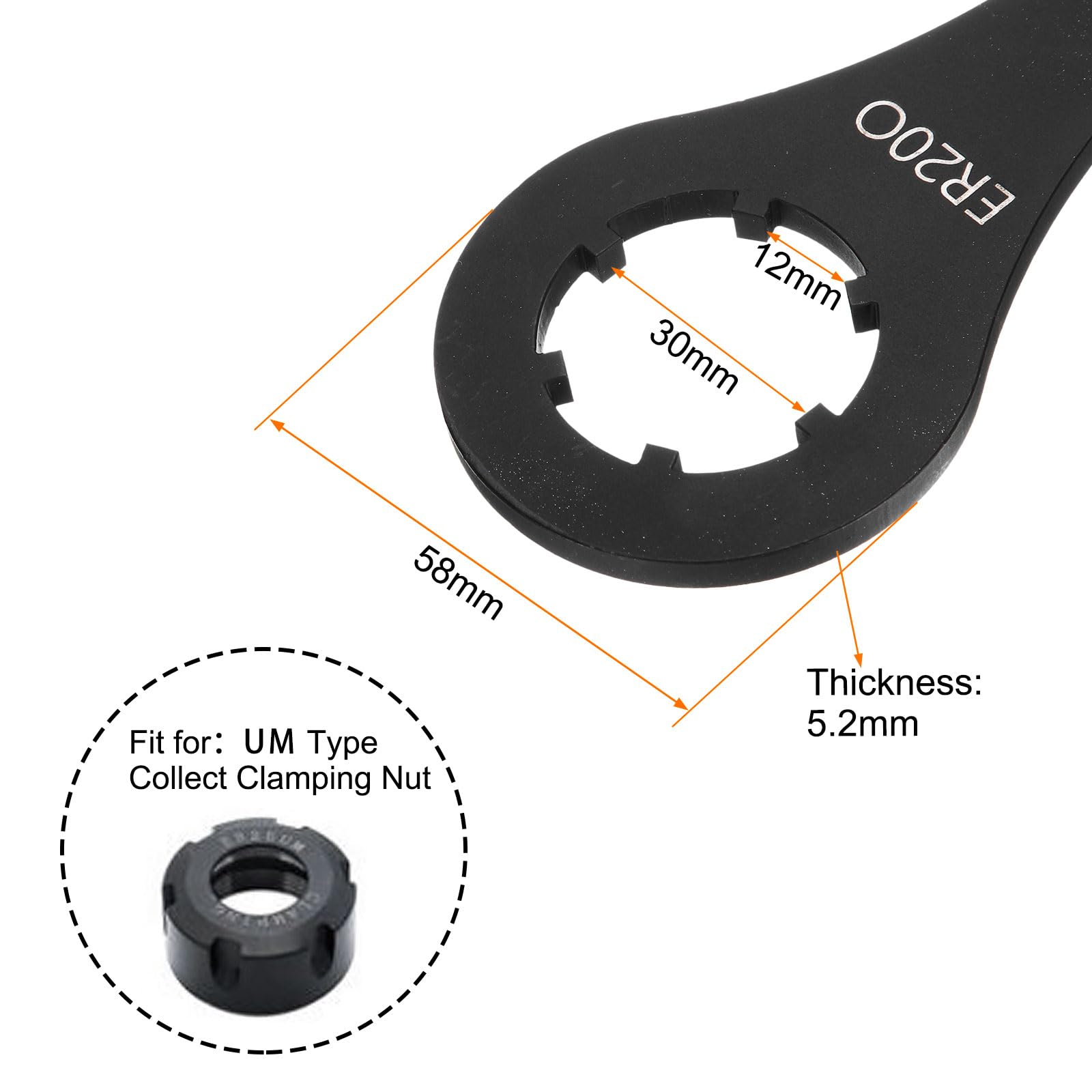 uxcell O-Type Collet Chuck Wrench Spanner for ER20 Lathe Clamping Nut with Red Non-Slip Handle - Image 2