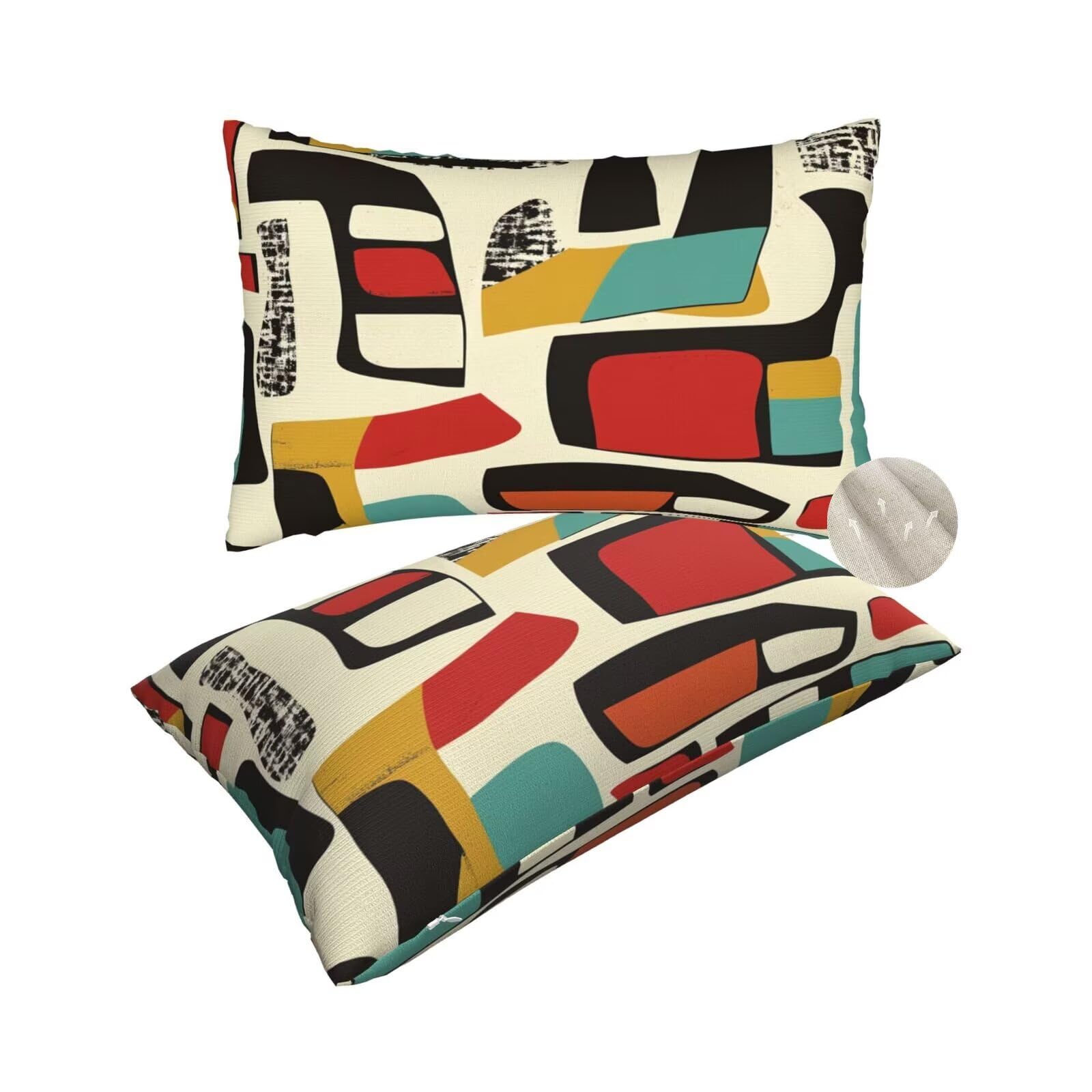 Housse coussin 60x80 cm lot de 2 beige jaune vintage rectangulaire pour canapé salon