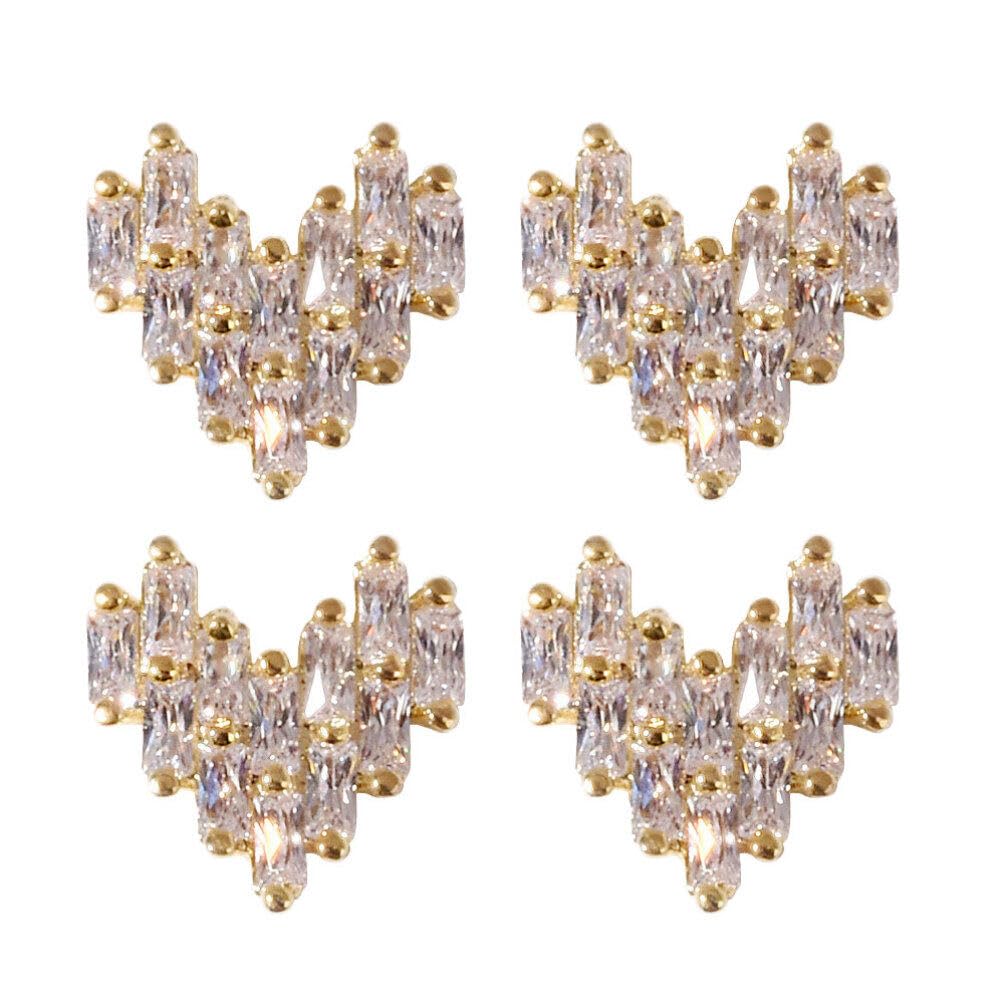 minkissy 4pcs Nail Accessories Decorative Nail Art Charms Heart Charms for Nails Heart Art Crystal Nail Studs Loving Heart Nail Decoration Nail Jewelry Charms Haoshi Gift Manicure 3D
