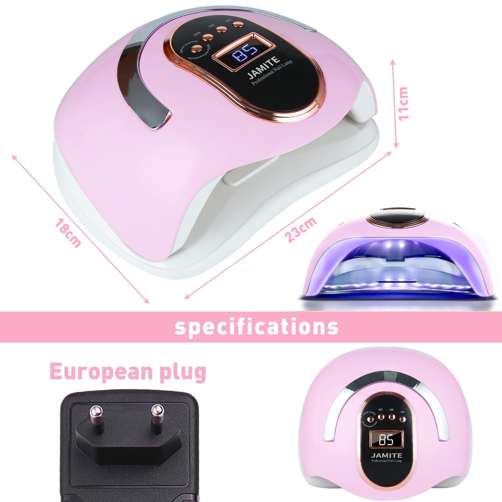 YUEHAO, Lampada per Unghie da168 W, Lampada per Unghie LED UV con Sensore a Infrarossi e Display LCD, Asciugatrice gel Lucidante Professionale con 4 Timer di 10s, 30s, 60s, 99s