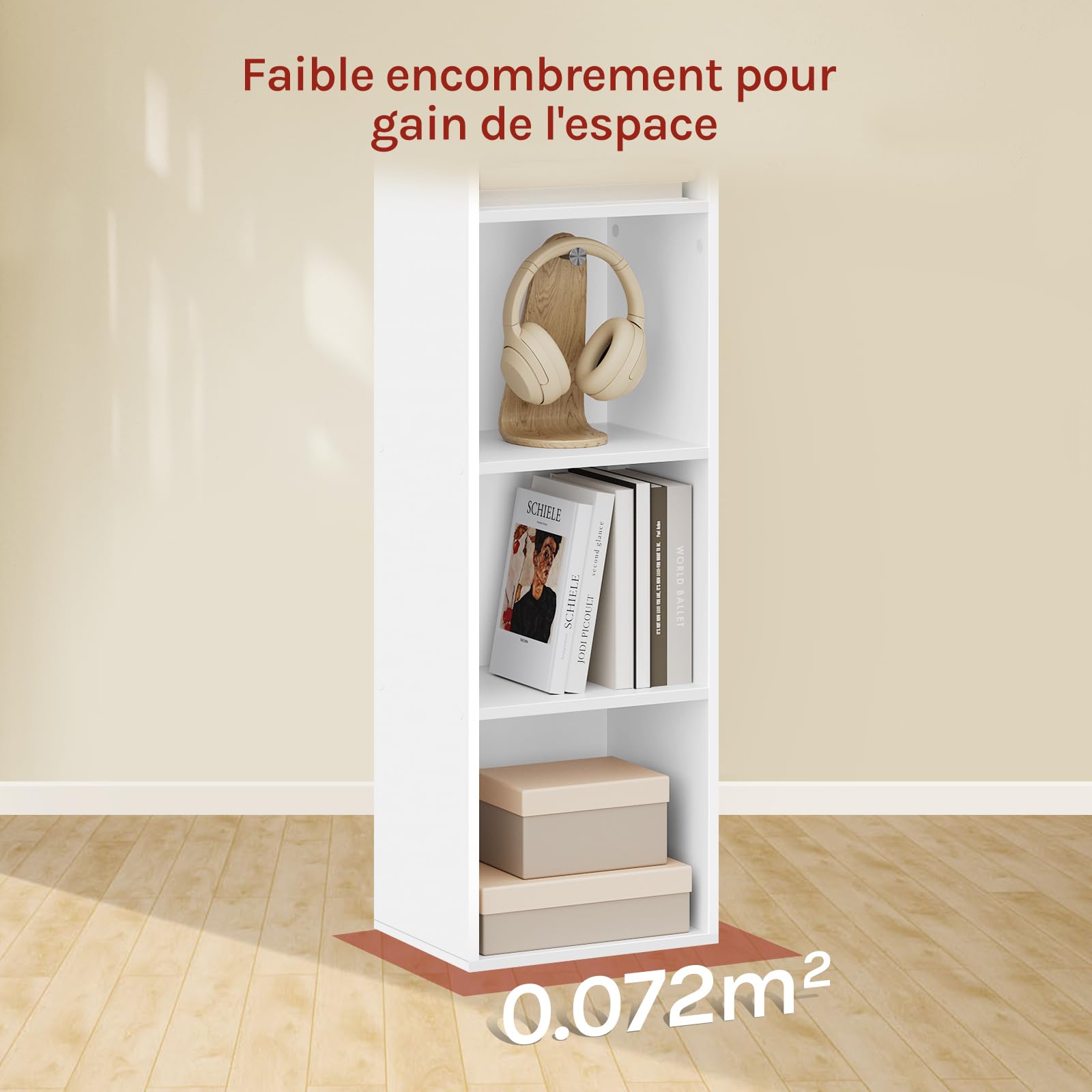 WOLTU Bibliothèque, Meuble de Rangement, Colonne Semi-Ouvert à 6 Compartiments en Panneaux de Particules pour Bureau Salon Salle d'Étude, 30x24x158,5 cm Blanc SK003ws6