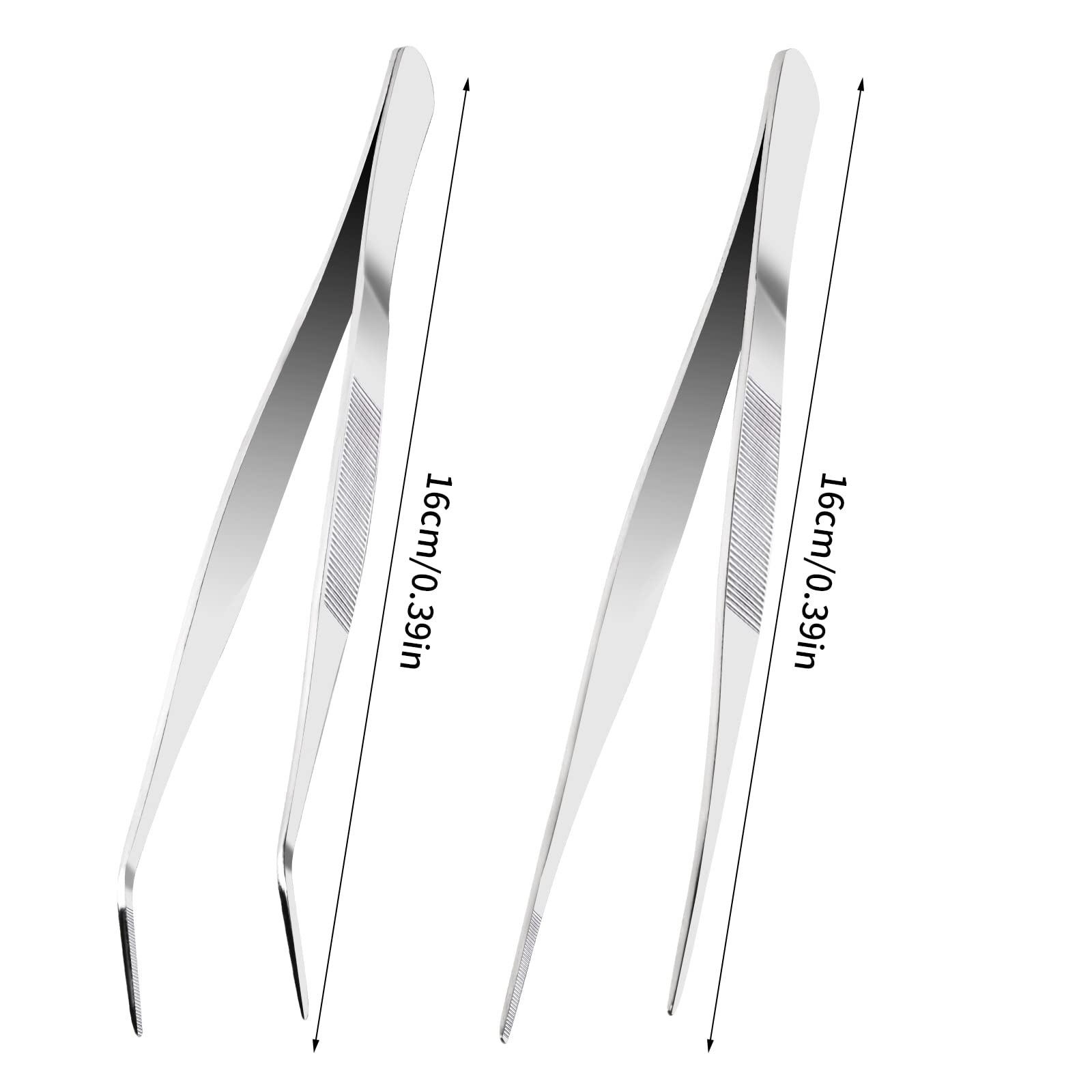 2 stuks 16 cm roestvrij stalen pincet lang recht gebogen pincet multifunctionele tang voor industriële werkzaamheden laboratorium gebruik tuin keuken