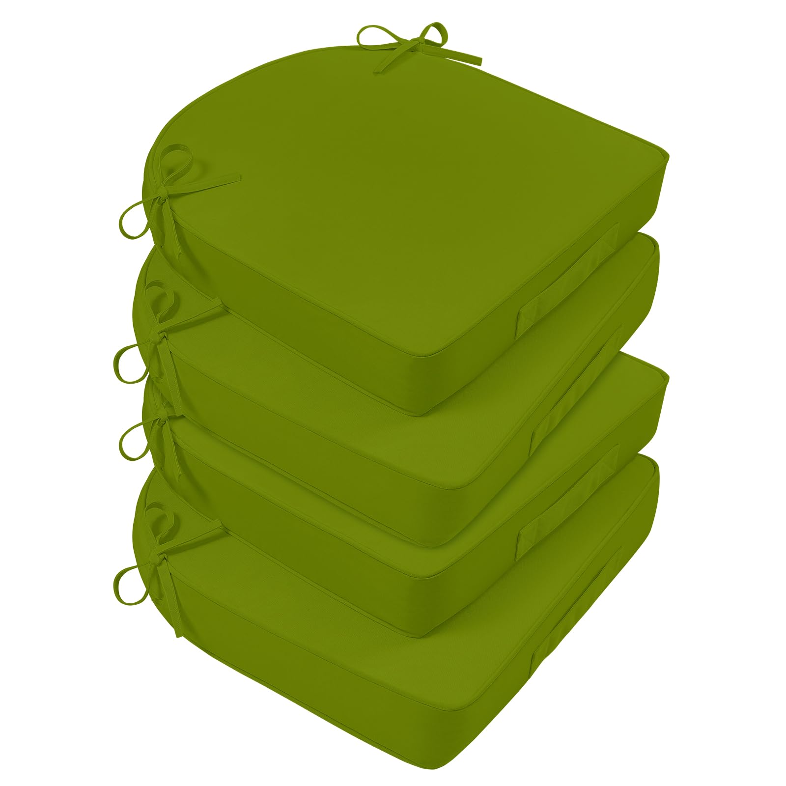 Basic Beyond Patio Chair Cushions for Patio Chairs, 19 x 19 Outdoor Chair Cushions Set of 4 Waterproof Outdoor Seat Cushions for Outdoor Chairs with Handle and Attached Straps, Grass Green