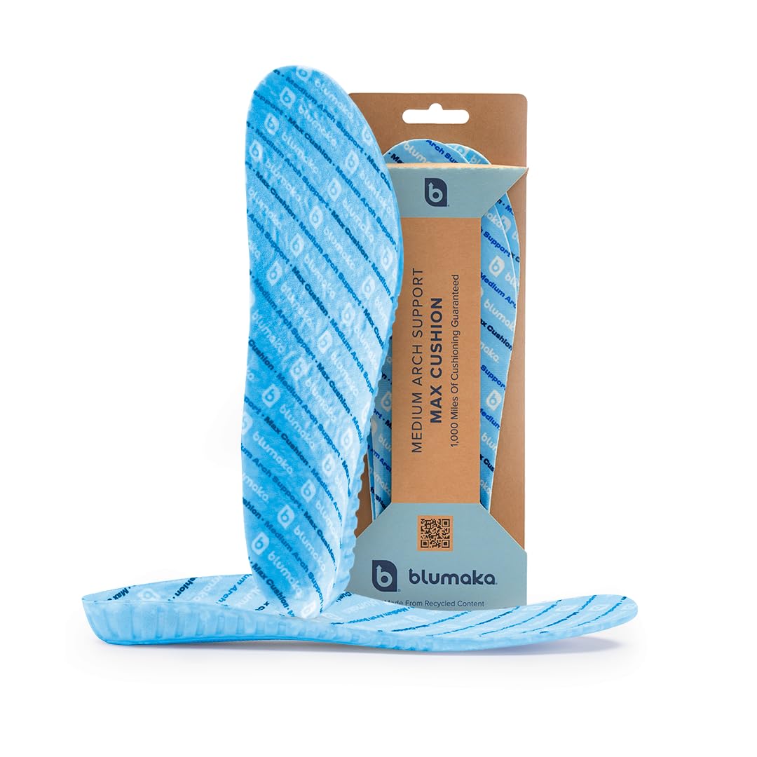 Blumaka Everyday Comfort Insoles – Max Cushion for Plantar Fasciitis, Work Boots, Standing – 1,000 Mile Support – Orthotics for Flat Feet, Heel Pain (