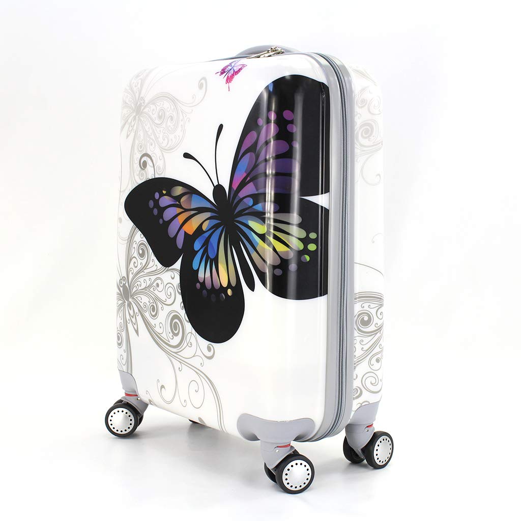 Maleta de Cabina Mariposas Blanco con Neceser