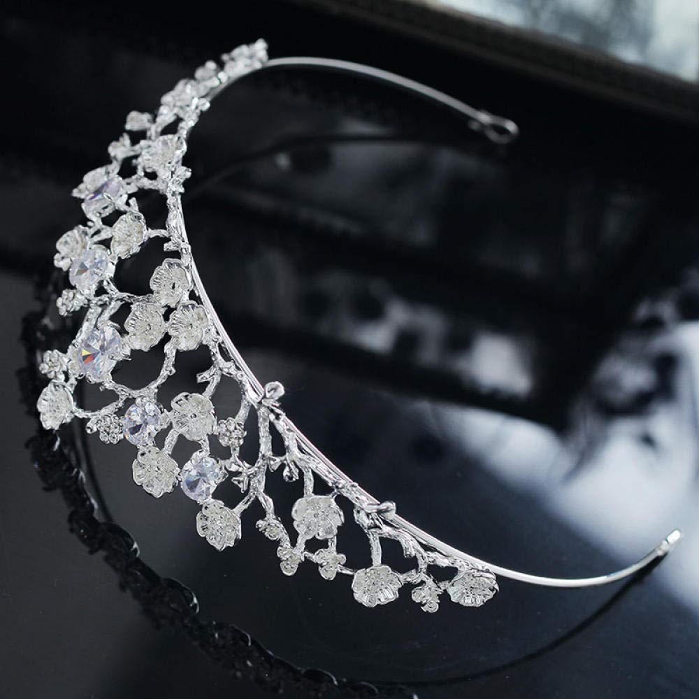 Tiara, stop strasu, biżuteria na głowę dla panny młodej, błyszcząca, srebrna, prosta, modna ozdoba na wesele, ozdoba do włosów, w stylu vintage, opaska na czoło na imprezę