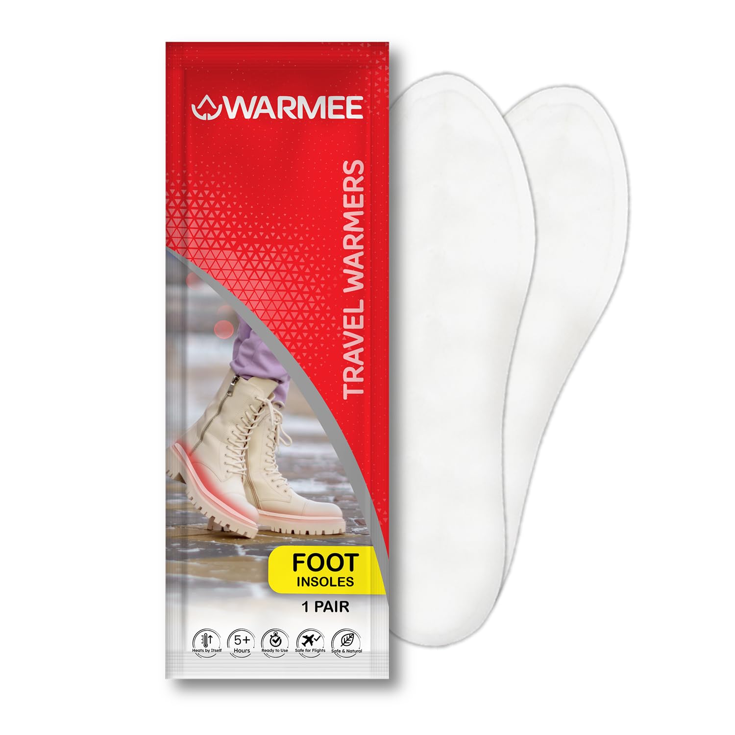 WARMEE Foot Warmers | Insole Type Activated by air|| Travel Warmers for Children and Adults for Winter Holidays, Outdoor Activities, Camping, Trekking || 5+ Hours of Warmth (Pack of 3 Pairs)