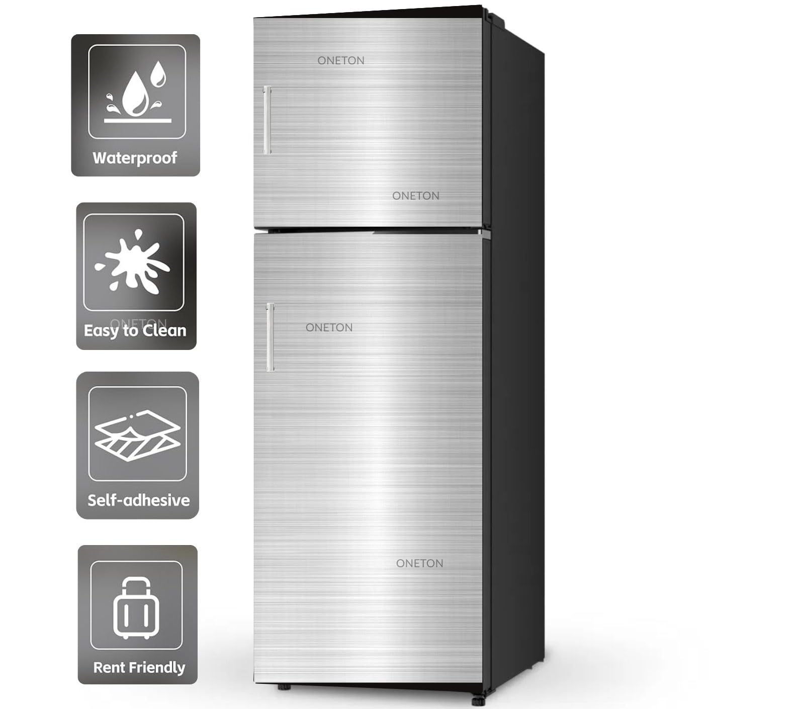 ONETON Marble Sticker Fridge Sticker Self Adhesive Vinyl Sticker Marble Removable Refrigerator Wrap Decorative Sticker (Silver Brush, 24x80 Inch) 4
