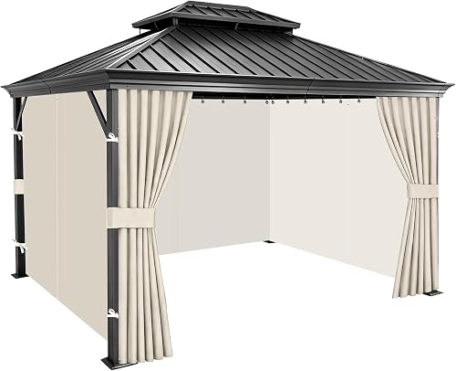 Rideaux de rechange imperméables pour tonnelle 3 × 3,6 m Qdreclod