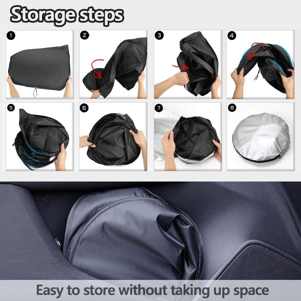 Auto Windshield Sun Shade Custom Fit for Toyota RAV4 2019-2025 Foldable Car Front Window Sunshade Interior Accessories Sun Visor Protector Reflective Cover Block UV Rays & Sun Heat(Black)