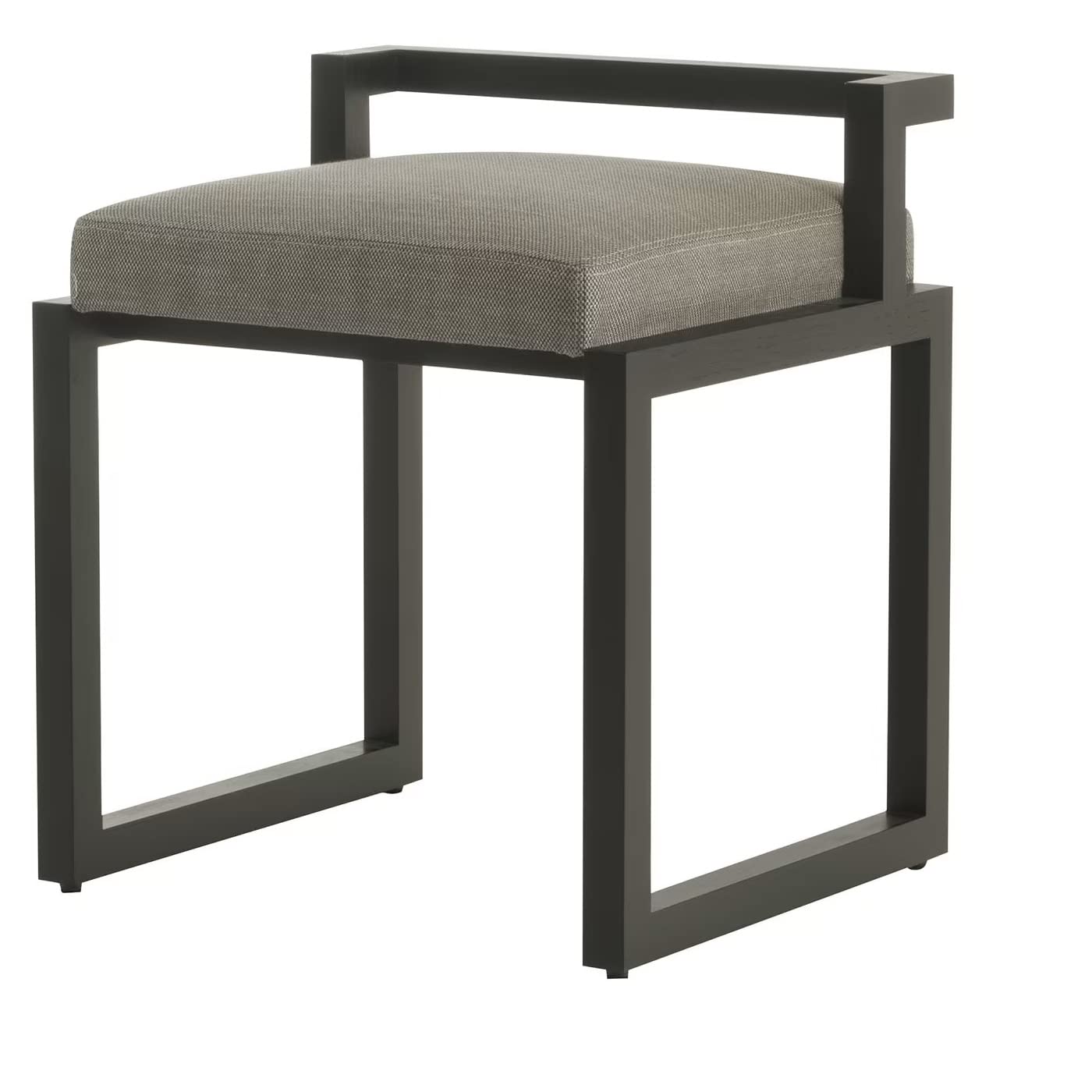 INDIAN DECOR. 41113 Extra seat,Metal Square Low Backrest Dressing Table Stool Comfortable Vanity Stool Dining Chair, Black