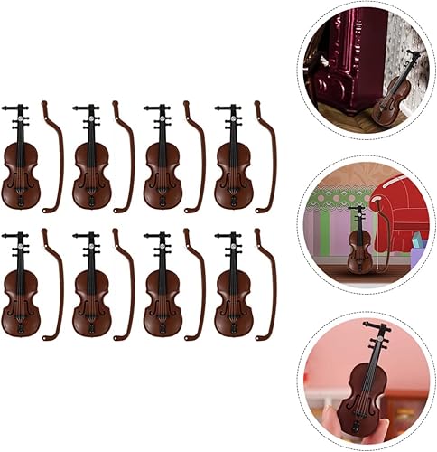 Miniatura 2 de 8 piezas 1 12 de violín miniatura de casa de muñecas colección de mini instrumentos musicales para casa de muñecas sala musical