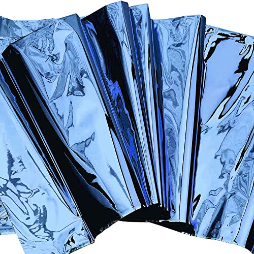 Image of Crackles Blue Rectangular Shiny Metallic Tinsel Foil Solid Color Reusable Table Cover 1.37mX1.83m for Indoor Outdoor Party Birthday,Wedding,Thanksgiving,Christmas,Buffet Parties,Camping