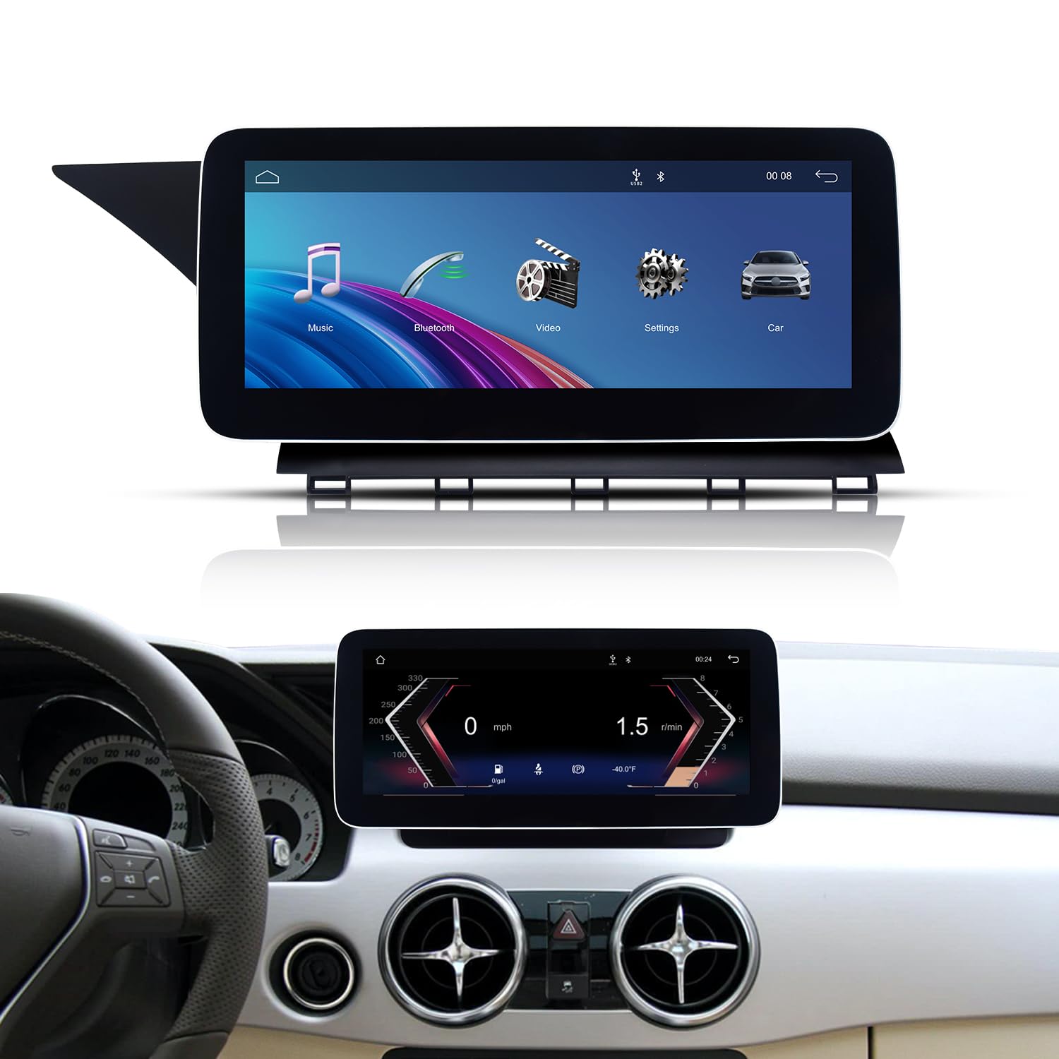 VIBEX | Touchscreen da 10,25 pollici Wireless CarPlay/Android Auto per Mercedes Classe GLK X204 GLK250 GLK300 GLK350 2013-2015 con sistema NTG4.5/4.7 Linux, ricevitore autoradio