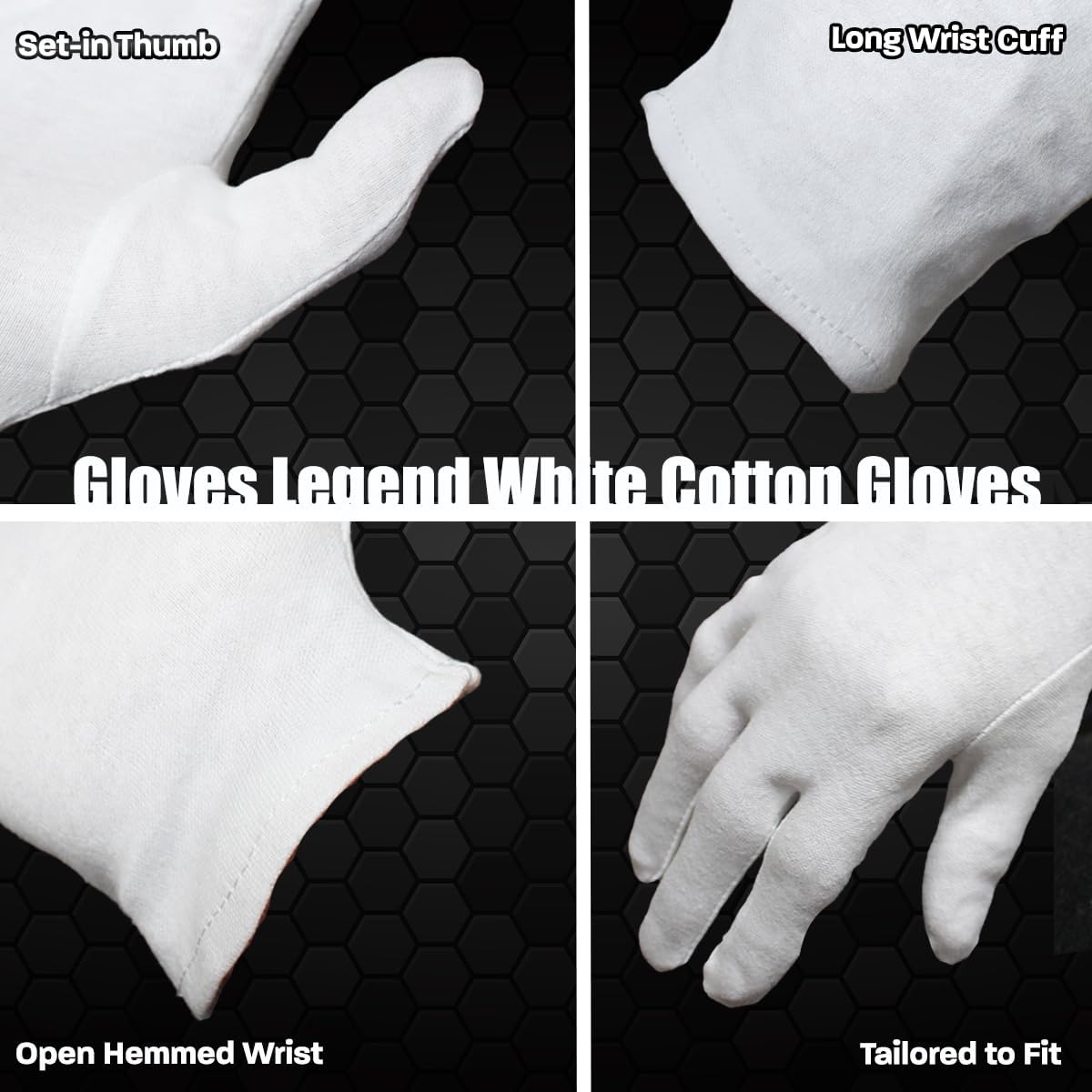 White Cotton Gloves For Work Safety Jewelry Coin Silver Inspection For Men and Women