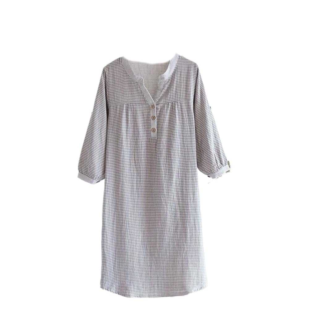 Camicia da Notte Donna - Gonna Lunga da Donna in Tinta Unita Primavera E Autunno Gonna Scozzese Camicia da Notte A Maniche Lunghe Gonna da Casa Semplice Gonna con Scollo A V Camicia da Notte