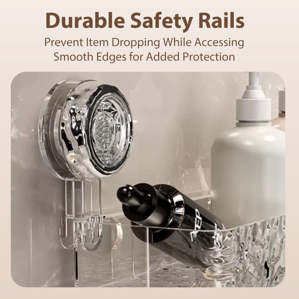 Organizador de ducha 2025 – Almacenamiento de baño montado en la pared con ventosas corrugadas, no requiere taladrar, estante de plástico extraíble para cocina y baño (transparente)
