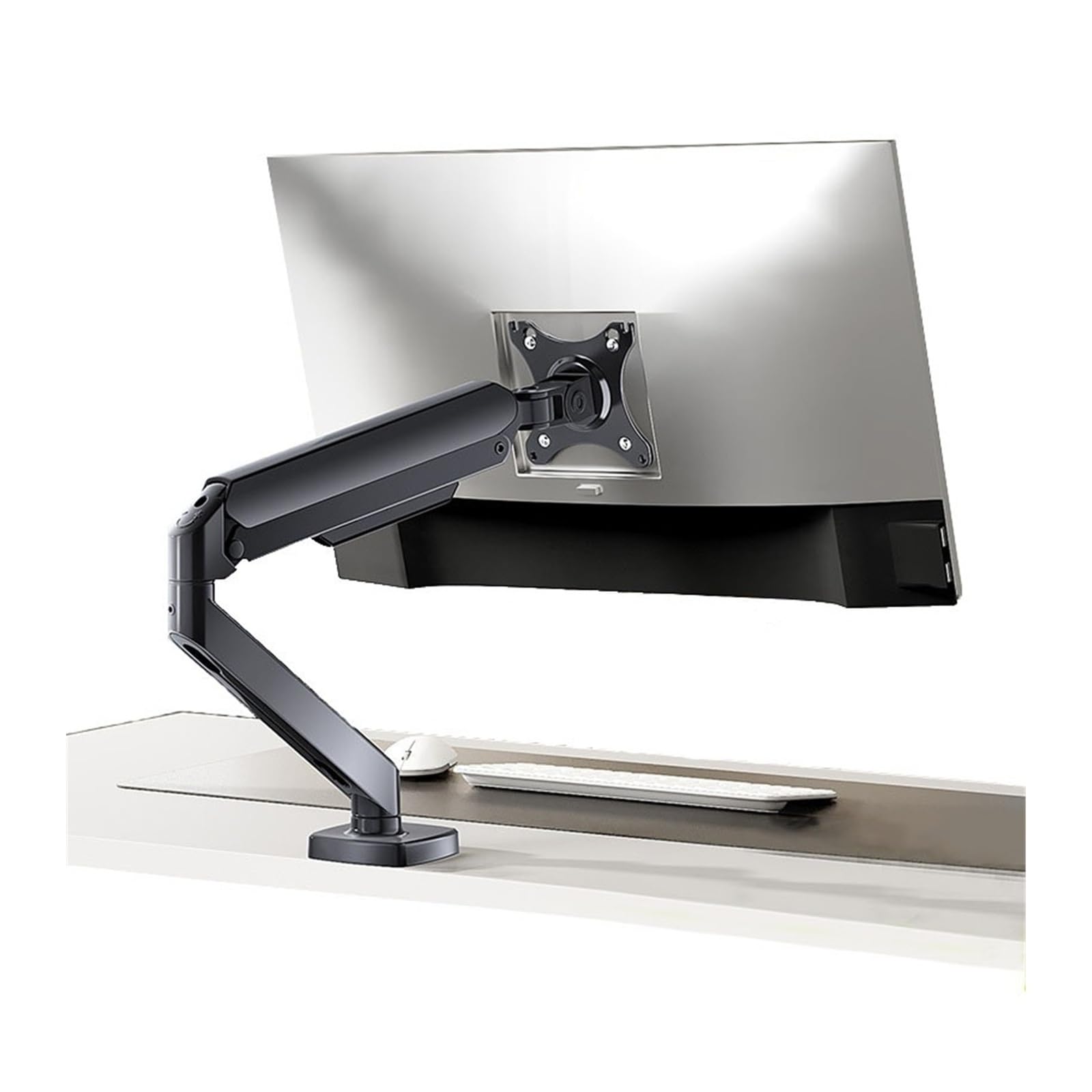 Aioneer Monitor Desk Mount Single Monitor Desk Mount, 17-32 Inch Gas Spring Monitor Arm, Fully Adjustable Single Monitor Mount With Clamp And Grommet Base, Holds Up To 22.0Lbs Co-Gun Gray