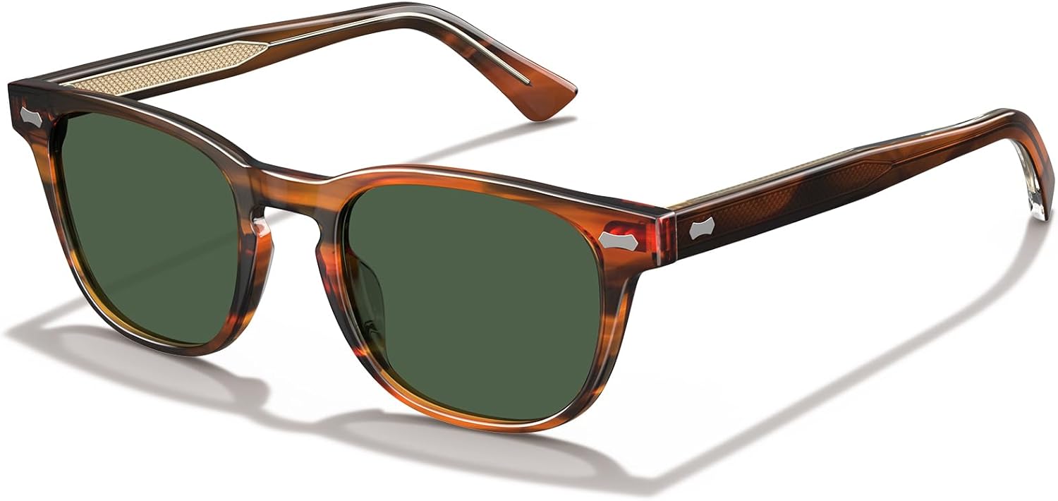 CARFIA Modern Retro Small Face Polarized Sunglasses for Men Classic Square Hand-crafted Acetate Frame CA2132 - Image 9