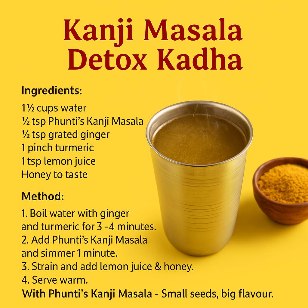 Phunti Masale VSM Kanji Masala Powder 110g | Fermented Probiotic Drink Mix | Tangy Traditional Kanji Powder | Boosts Gut Health & Digestion | No Preservatives or Artificial Colors - Image 6 thumbnail
