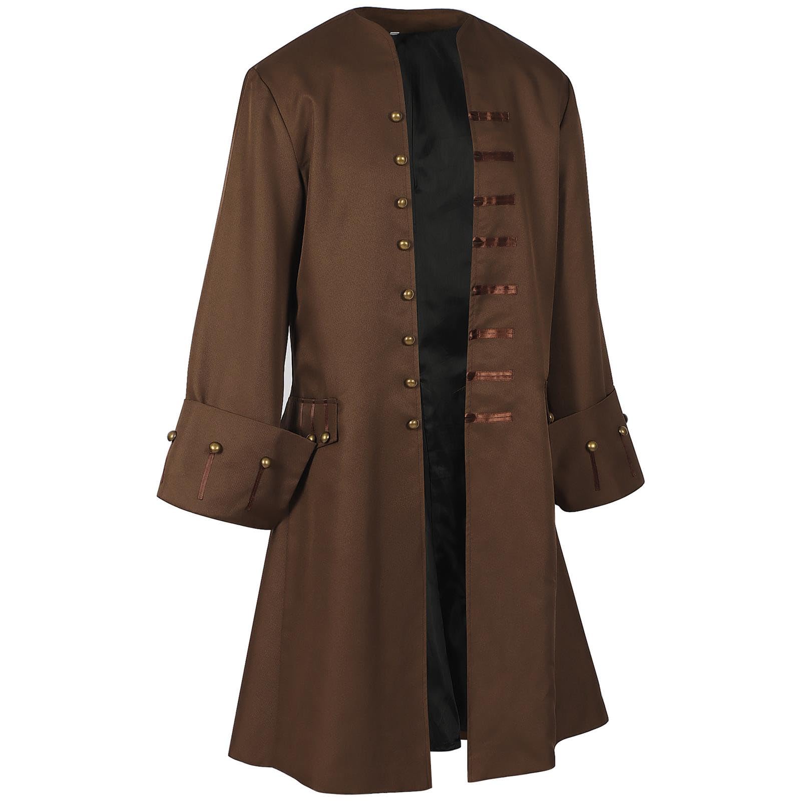 Piraten Mantel Herren Vintage Retro Mantel Faschingskostüme Männer Mittelalter Jacke Cosplay Kostüm Outfit Mittelalterliche Jacke Cosplay Requisiten Halloween Karneval Wikinger Outwear