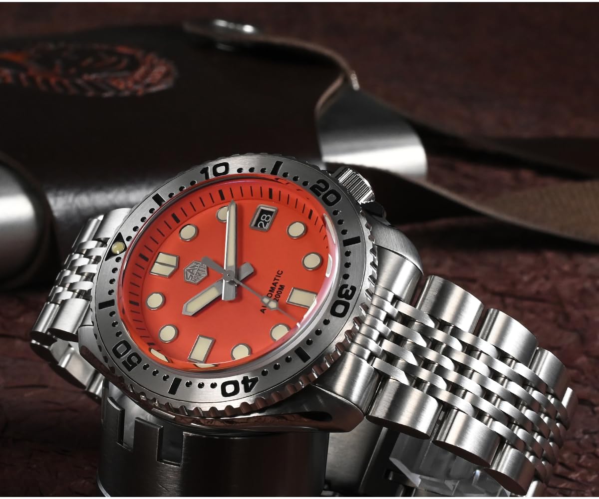 NC San Martin SN046G Edelstahl Taucheruhren NH35 Mov't Mechanische Uhr C3 Super leuchtendes Armband Saphirglas 200m wasserdichte Armbanduhr