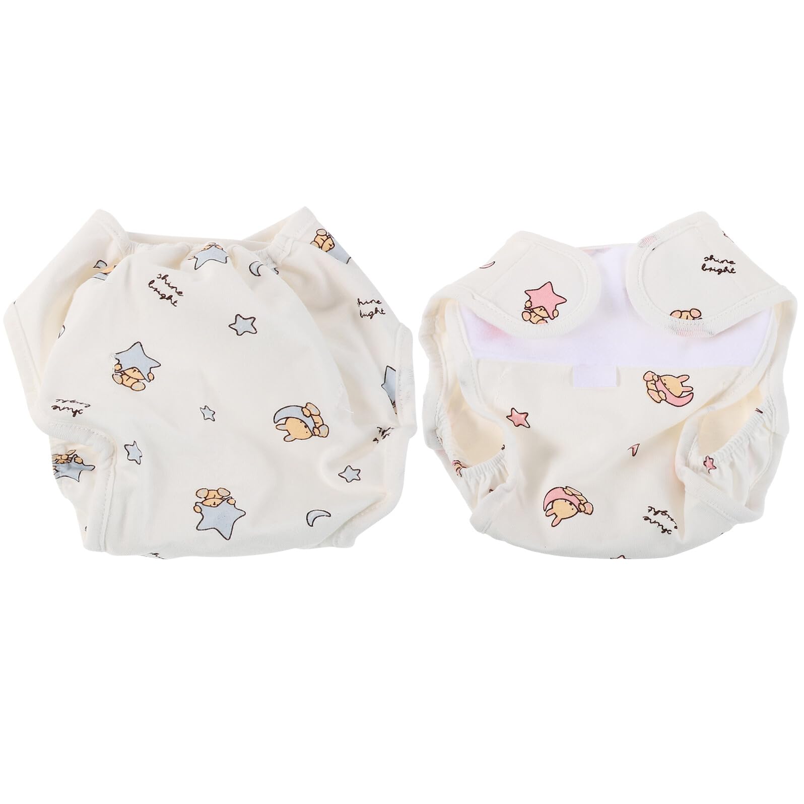 Toyvian 2pcs Washable Diapers for Newborns Cotton Cloth Nappies Reusable Diaper Pants for Boy Girl for Dolls Newborn Clothing Accessories
